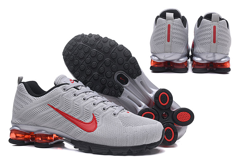 Men Nike AIR Shox Knit Silver Red Black Shoes